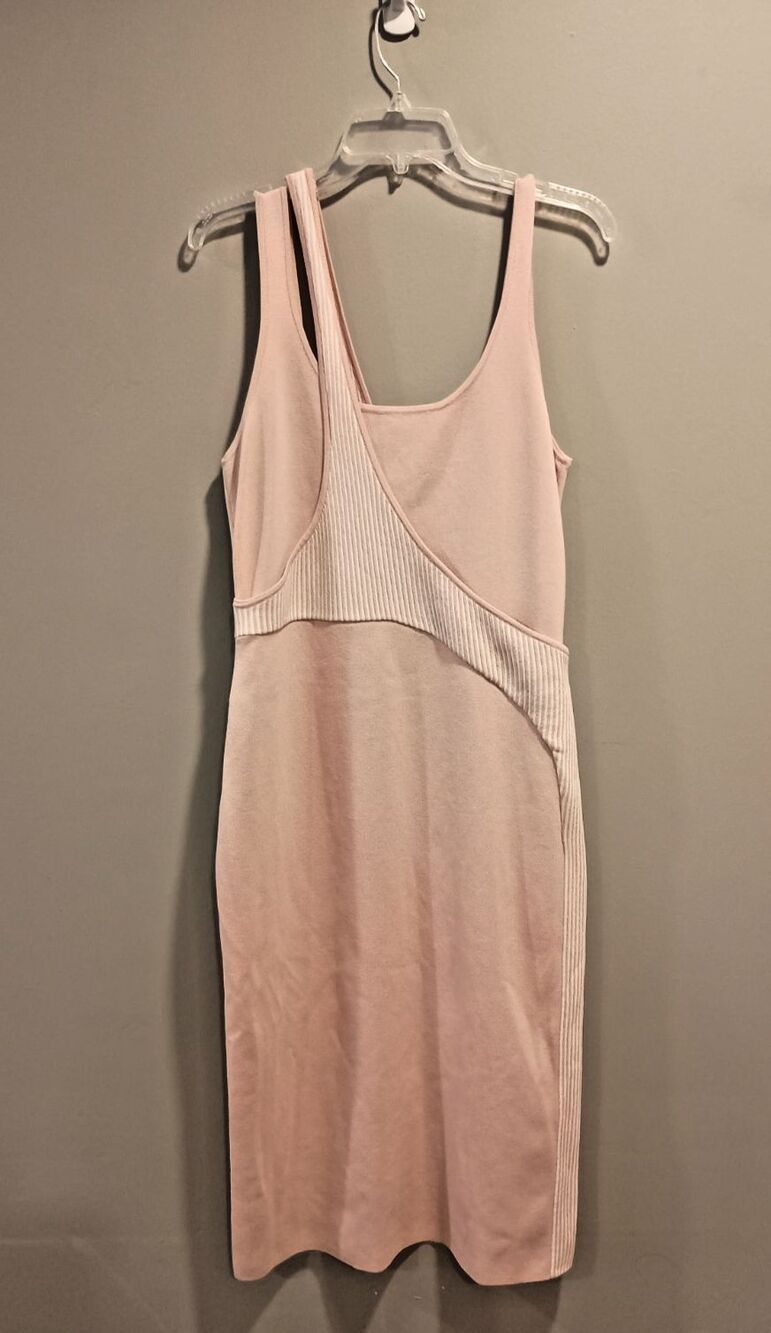 Esteban Cortazar x RTR Varsity Knit Scoop Neck Sheath Midi Pink Dress Size XL